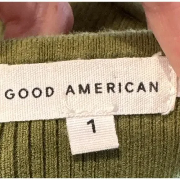 Good American Green Knit Crop Top Women's Size 1 Bralette V Neck Sexy Sleeveless - Picture 5 of 5